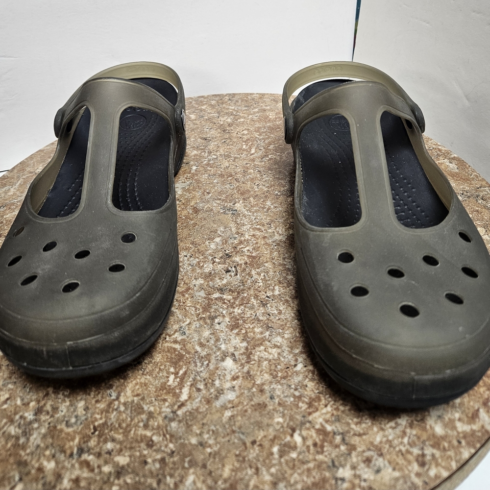 CROCS Olive Green Slip-On Clog Mules